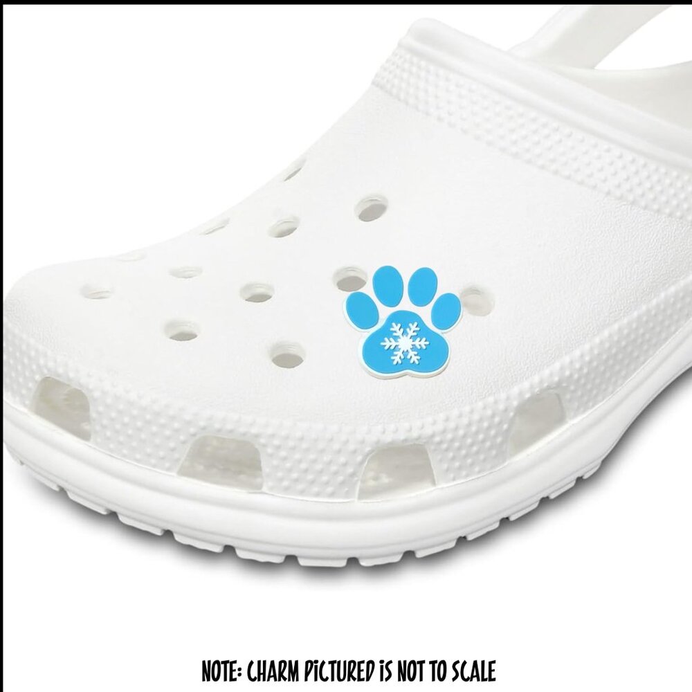 Winter Dog Paw Print Blue White Snowflake Croc Charm